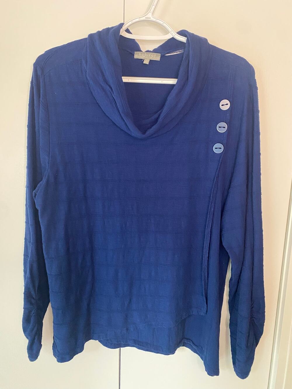 Habitat Long Sleeve 100% Cotton Navy Cowl Neck Tunic Top Sz L